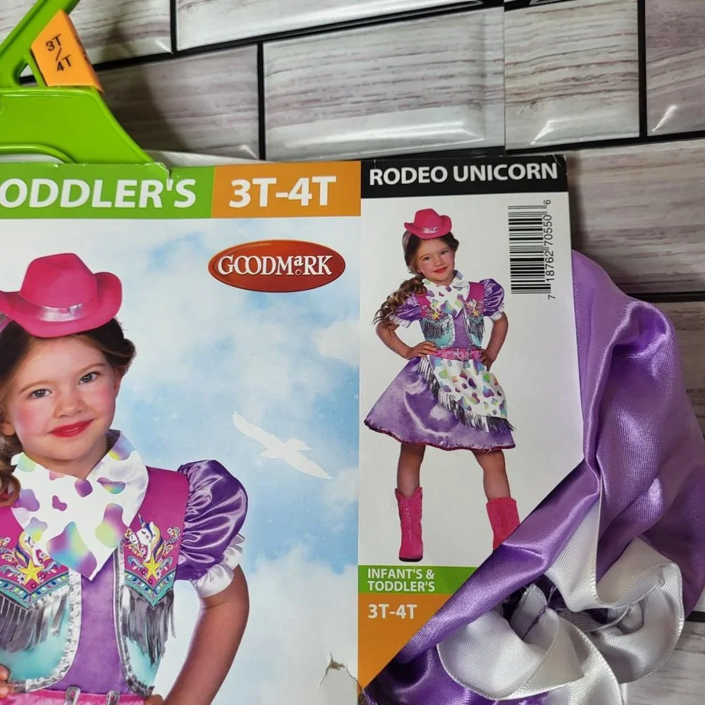 New Rodeo Unicorn Halloween Costume Toddler 3T-4T Colorful‎ Dress Up Outfit